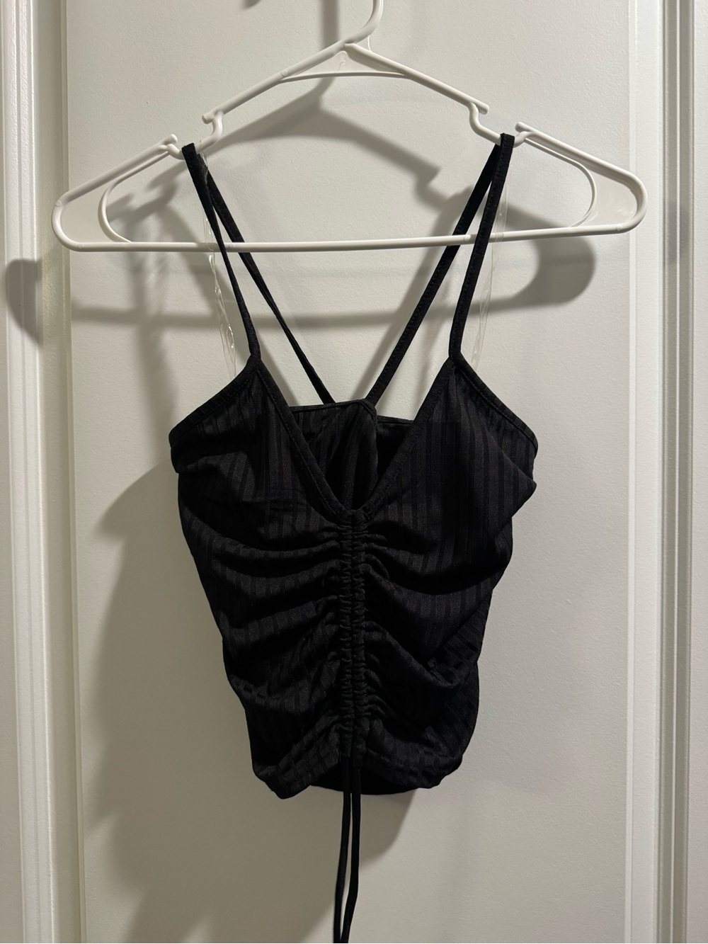 Black Ruched Strappy Cami Top - Women